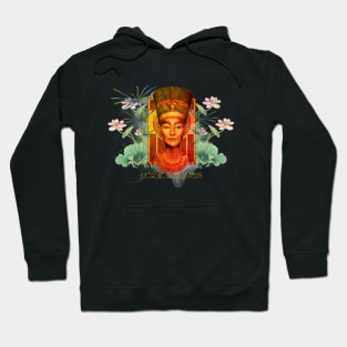 Queen Nefertiti With Lotus And Papyrus Hoodie